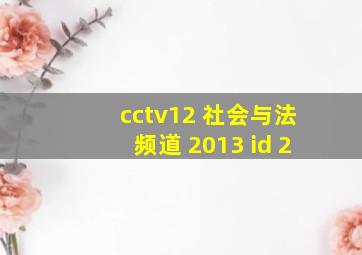 cctv12 社会与法频道 2013 id 2